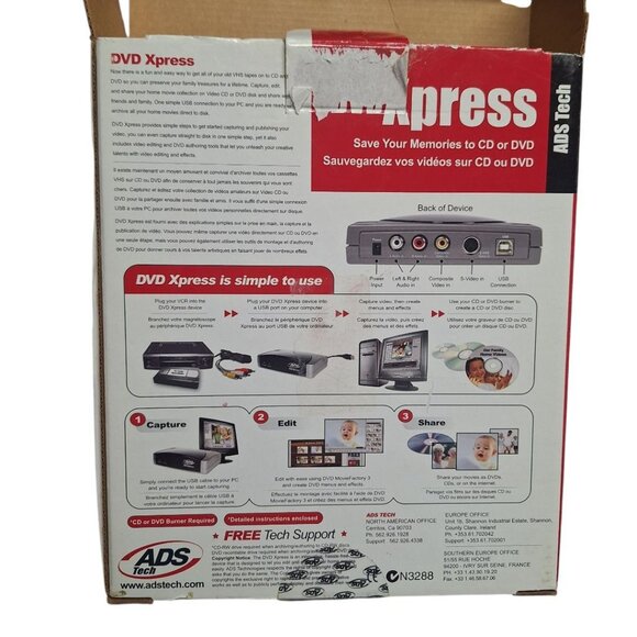 ADS Tech DVD Xpress VHS Video Home Movie Conversion USB Camcorder Memory Keeper - Picture 5 of 14